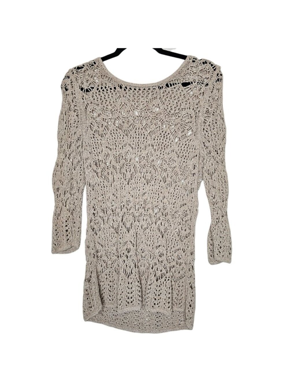 Boho Festival XL Top 3/4 Sleeve Tunic Forest Fairy Goblin Sheer Open Knit